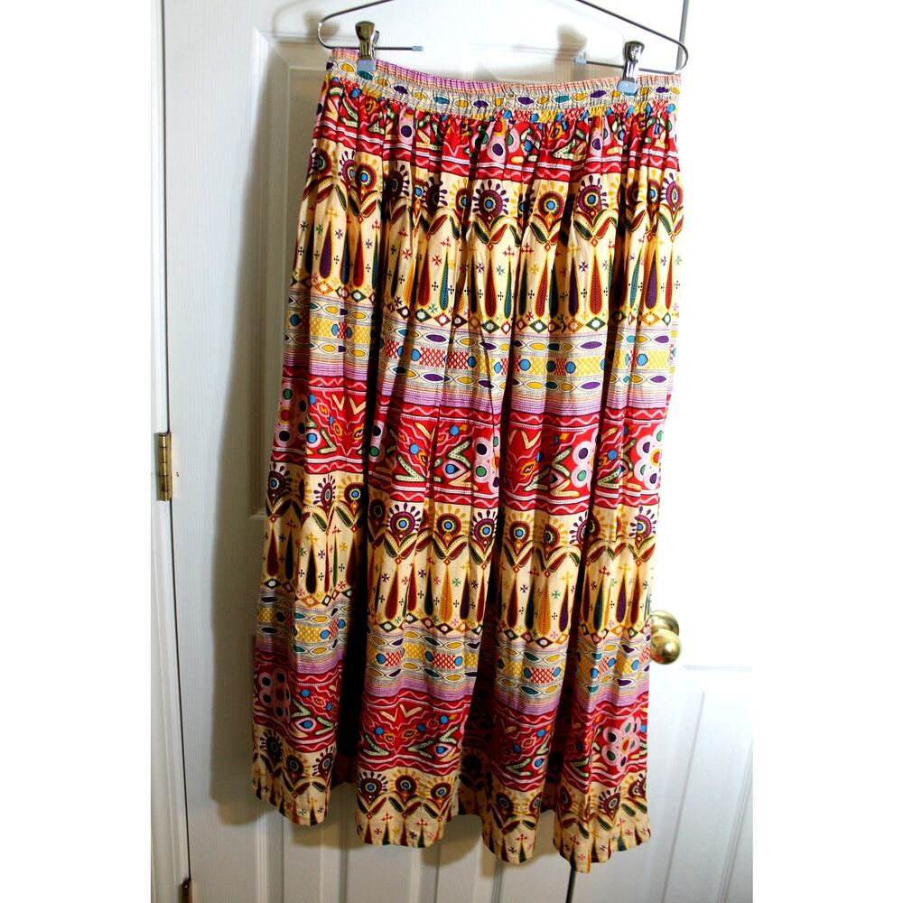 Gypsie Blu Fully Lined Southwestern Print Maxi Skirt sz L NEW - Picture 2 of 3
